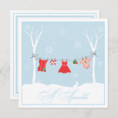 Winter Clothesline | Sprinkle Shower-uitnodiging Kaart (Voorkant / Achterkant)