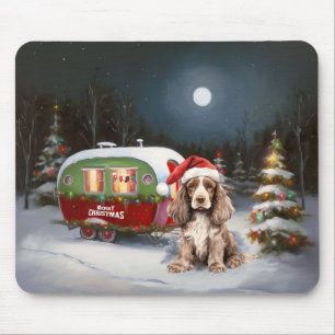 Winter Cocker Spaniel Caravan Kerstavontuur Muismat