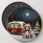 Winter Cocker Spaniel Caravan Kerstavontuur Ronde Button 6,0 Cm (Voorkant /achterkant)