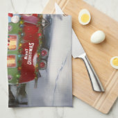 Winter Cocker Spaniel Caravan Kerstavontuur Theedoek (Quarter Fold)