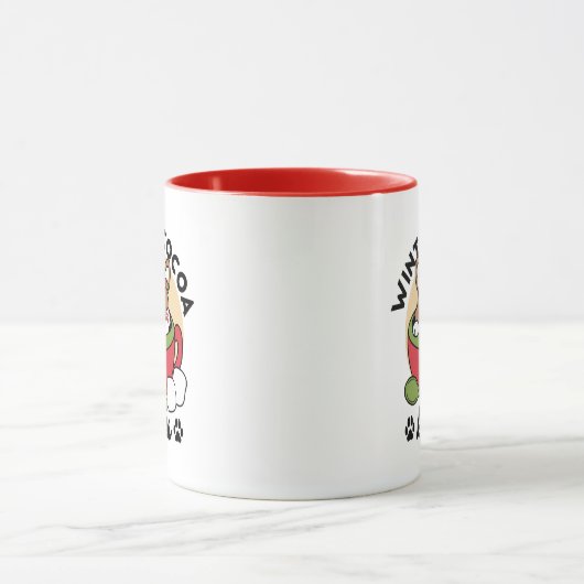 Winter Cocoa Bliss - Schattigee hond in Mok Design (Midden)