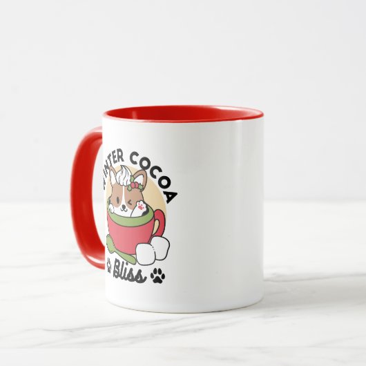 Winter Cocoa Bliss - Schattigee hond in Mok Design (Voorkant links)