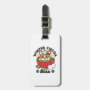 Winter Cocoa Bliss - Schattigee hond in Mok Design Bagagelabel