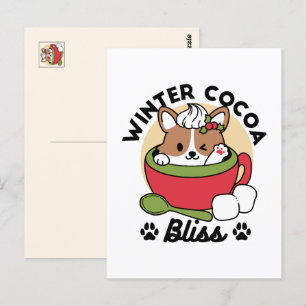 Winter Cocoa Bliss - Schattigee hond in Mok Design Briefkaart
