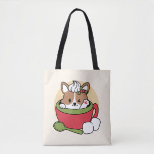 Winter Cocoa Bliss - Schattigee hond in Mok Design Draagtas
