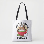 Winter Cocoa Bliss - Schattigee hond in Mok Design Draagtas (Voorkant)