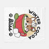 Winter Cocoa Bliss - Schattigee hond in Mok Design Fleece Deken (Voorkant (Horizontaal))