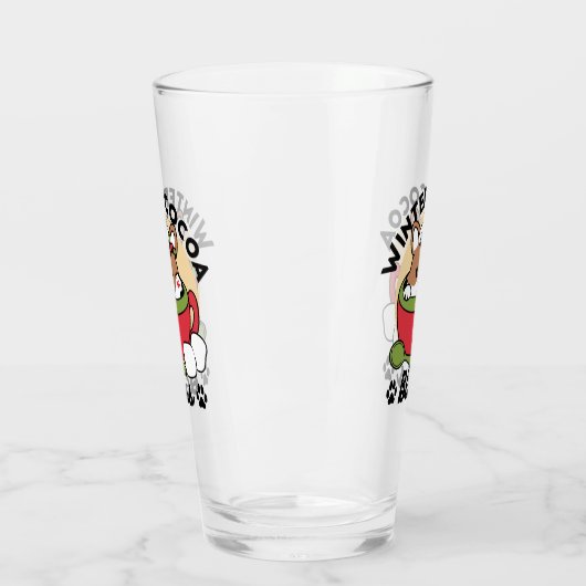 Winter Cocoa Bliss - Schattigee hond in Mok Design Glas (Links)