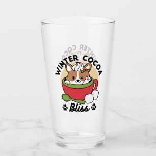 Winter Cocoa Bliss - Schattigee hond in Mok Design Glas