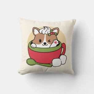 Winter Cocoa Bliss - Schattigee hond in Mok Design Kussen