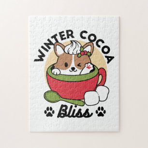 Winter Cocoa Bliss - Schattigee hond in Mok Design Legpuzzel