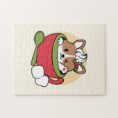 Winter Cocoa Bliss - Schattigee hond in Mok Design Legpuzzel (Horizontaal)