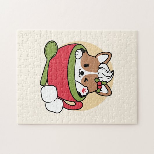 Winter Cocoa Bliss - Schattigee hond in Mok Design Legpuzzel (Horizontaal)