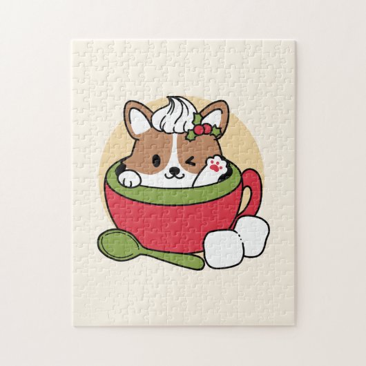 Winter Cocoa Bliss - Schattigee hond in Mok Design Legpuzzel (Verticaal)