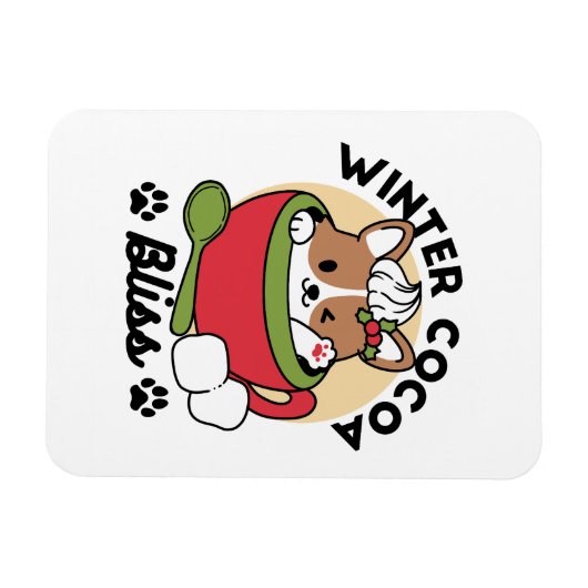 Winter Cocoa Bliss - Schattigee hond in Mok Design Magneet (Horizontaal)