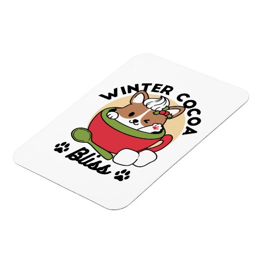 Winter Cocoa Bliss - Schattigee hond in Mok Design Magneet (Linkerzijde)