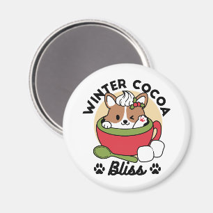 Winter Cocoa Bliss - Schattigee hond in Mok Design Magneet