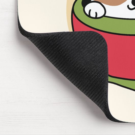 Winter Cocoa Bliss - Schattigee hond in Mok Design Muismat (Hoek)