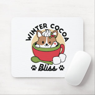 Winter Cocoa Bliss - Schattigee hond in Mok Design Muismat