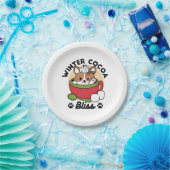 Winter Cocoa Bliss - Schattigee hond in Mok Design Papieren Bordje (Feest)