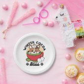 Winter Cocoa Bliss - Schattigee hond in Mok Design Papieren Bordje (Feest)