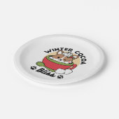 Winter Cocoa Bliss - Schattigee hond in Mok Design Papieren Bordje (Gekanteld)