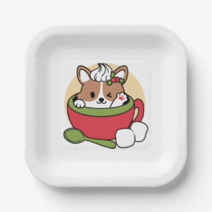 Winter Cocoa Bliss - Schattigee hond in Mok Design Papieren Bordje