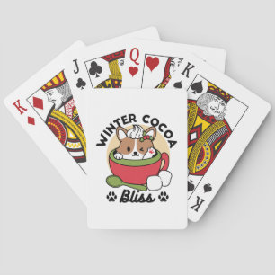 Winter Cocoa Bliss - Schattigee hond in Mok Design Pokerkaarten