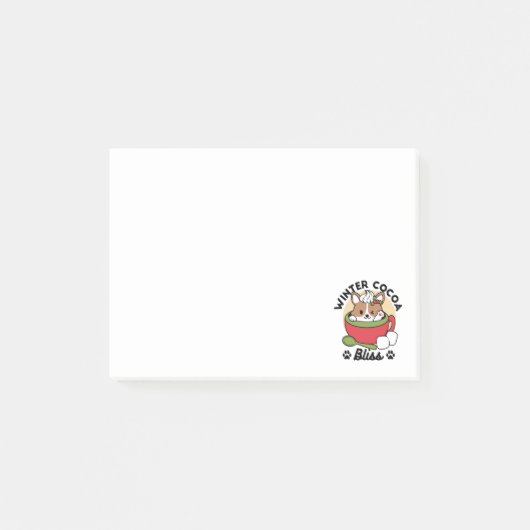 Winter Cocoa Bliss - Schattigee hond in Mok Design Post-it® Notes (Voorkant)