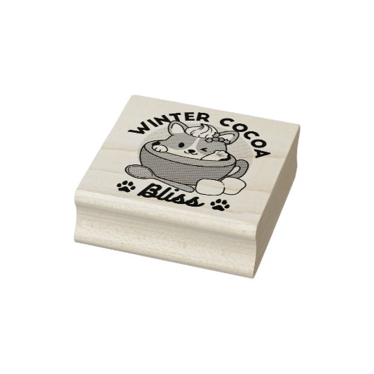 Winter Cocoa Bliss - Schattigee hond in Mok Design Rubberstempel (Stempel)