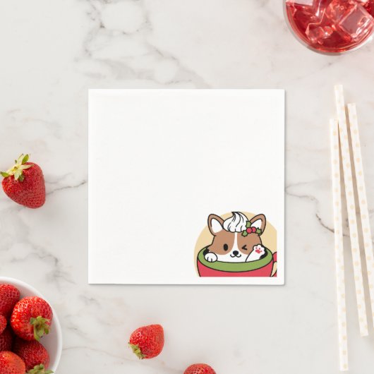 Winter Cocoa Bliss - Schattigee hond in Mok Design Servet (Insitu)