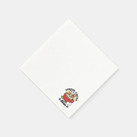 Winter Cocoa Bliss - Schattigee hond in Mok Design Servet (Hoek)