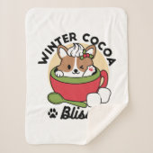 Winter Cocoa Bliss - Schattigee hond in Mok Design Sherpa Deken (Voorkant)