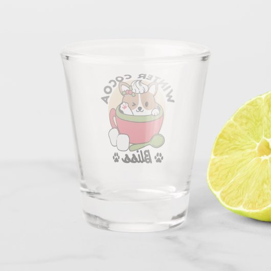 Winter Cocoa Bliss - Schattigee hond in Mok Design Shot Glas (Achterkant)