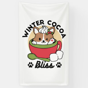 Winter Cocoa Bliss - Schattigee hond in Mok Design Spandoek