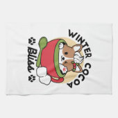 Winter Cocoa Bliss - Schattigee hond in Mok Design Theedoek (Horizontaal)