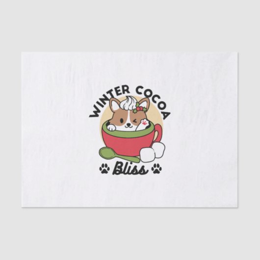 Winter Cocoa Bliss - Schattigee hond in Mok Design Tissuepapier (Voorkant)