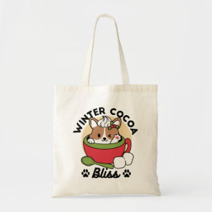 Winter Cocoa Bliss - Schattigee hond in Mok Design Tote Bag