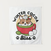 Winter Cocoa Bliss - Schattigee hond in Mok Design Wandkleed (Voorkant)
