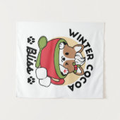 Winter Cocoa Bliss - Schattigee hond in Mok Design Wandkleed (Voorkant (horizontaal))