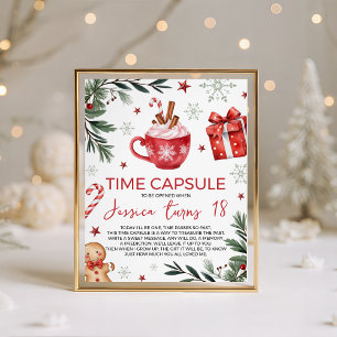 Winter Cocoa Verjaardag Tijd Capsule Bord Reclamebord Met Voetstuk