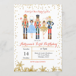 Winter Confetti Birthday Invitation Nutcracker Kaart