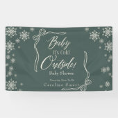 Winter Coquette groene Baby het is koud Spandoek (Horizontaal)