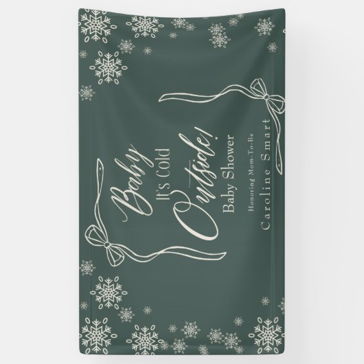 Winter Coquette groene Baby het is koud Spandoek (Verticaal)