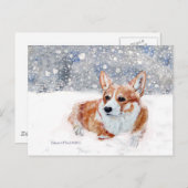 Winter Corgi Briefkaart (Voorkant / Achterkant)