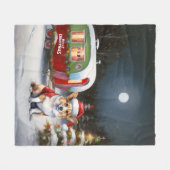 Winter Corgi Caravan Kerstavontuur Fleece Deken (Voorkant (Horizontaal))