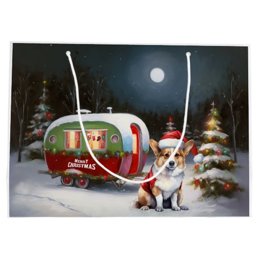 Winter Corgi Caravan Kerstavontuur Groot Cadeauzakje (Achterkant)