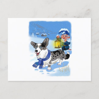 Winter Corgi Feestdagenkaart