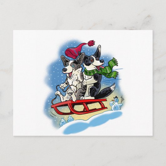 Winter Corgis Briefkaart (Voorkant)