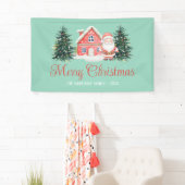Winter Cottage Kerstbomen Santa Green Spandoek (Insitu)